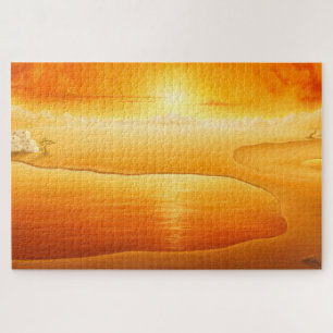 "Die Ankunft" surrealistische Sonnenuntergang Wüst Puzzle