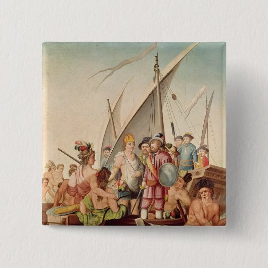 Die Ankunft von Hernando Cortes in Mexiko Button (Vorderseite)