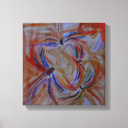 die Ansammlung abstrakte Libellen-Leinwand Leinwanddruck (Vorderseite)