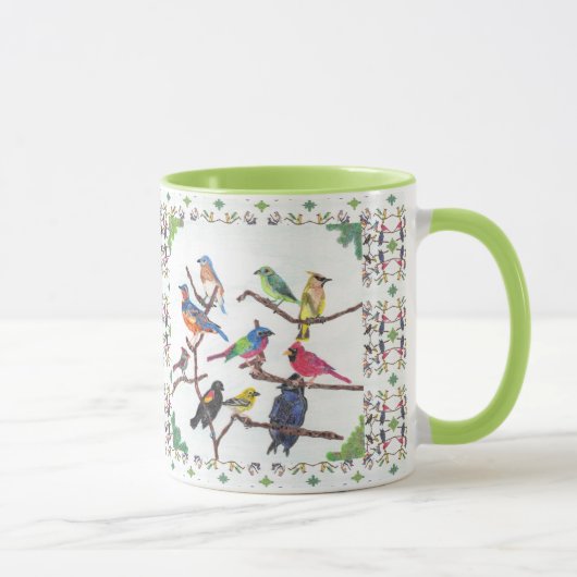 Die Ansammlungs-bunte Singvogel-gemusterte Tasse (Rechts)