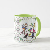 Die Ansammlungs-bunte Singvogel-gemusterte Tasse (VorderseiteRechts)