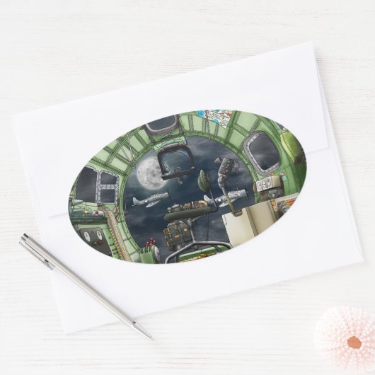 Die Ansicht des Bombardiers B-17 Ovaler Aufkleber (Umschlag)