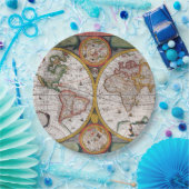 Die antike französische Karte der Welt Pappteller (Party)