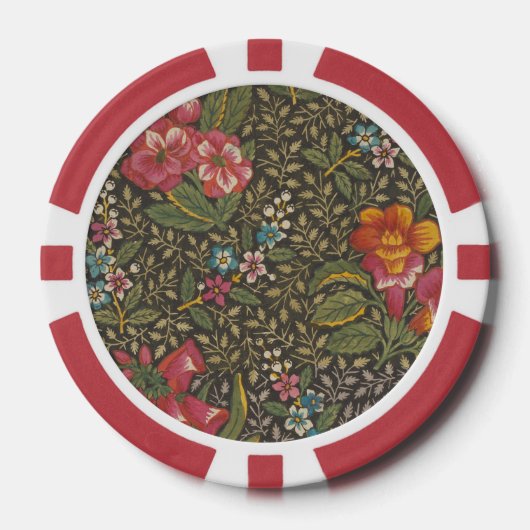 Die antike französische Toile de Jouy-Zweigstelle  Pokerchips (Vorderseite)