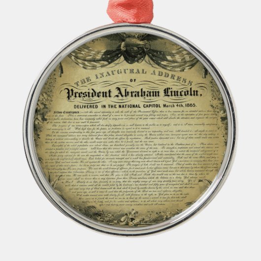 Die Antrittsrede von Präsidenten Abraham Lincoln Ornament Aus Metall (Vorne)