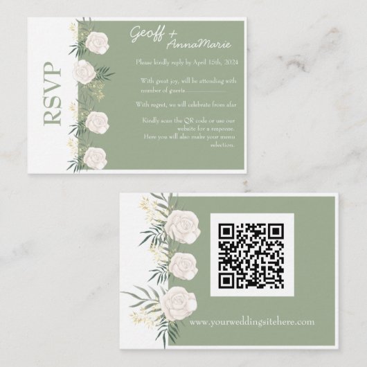 Die Antwort auf die Hochzeitsreise mit weißer Rose Begleitkarte (Vorne/Hinten)