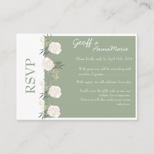 Die Antwort auf die Hochzeitsreise mit weißer Rose Begleitkarte (Vorderseite)