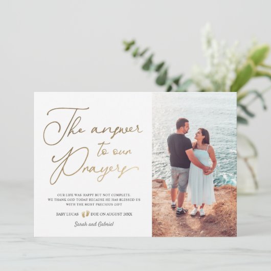 Die Antwort auf unsere Gebetsschwangerschaft Ankündigung (Stehend Vorderseite)