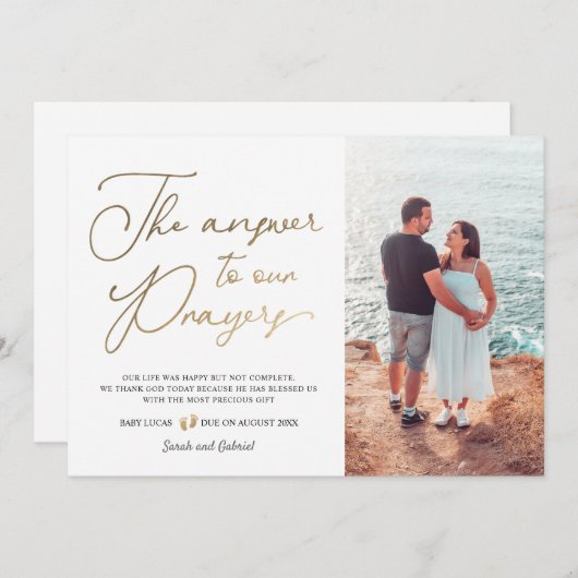 Die Antwort auf unsere Gebetsschwangerschaft Ankündigung (Vorne/Hinten)