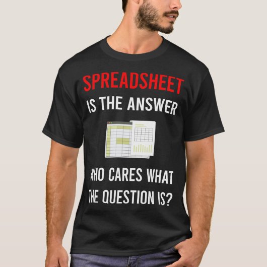Die Antworten in Tabellenkalkulationstabellen T-Shirt (Vorderseite)