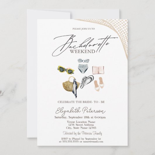 Die Anzugs Tropical Beach Junggeselinnen-Abschied Einladung (Vorderseite)