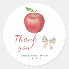 Die Apfeldusche unserer Augen Baby-Dusche Danke Runder Aufkleber
