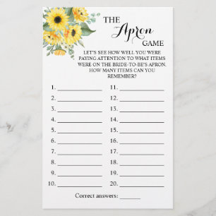 Die Apron-Shower-Grünpflanzen-Sonnenblumen-Spielka Flyer