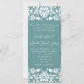 Die Aqua Blue Damask Einladung zur Hochzeit (Vorderseite)