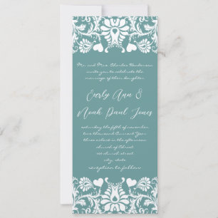 Die Aqua Blue Damask Einladung zur Hochzeit
