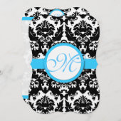 Die Aqua Damask Herzverwirbelung Einladung Hochzei (Vorne/Hinten)