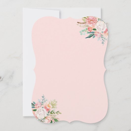 Die Aquamarine, rosa Blumendusche Einladung (Rückseite)