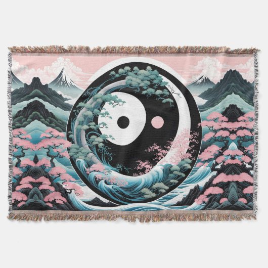 Die Aquamarine Wave Pink Sage Decke (Vorderseite)