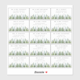 Die Aquarell-Kiefernwald-Hochzeitskollektion Aufkleber
