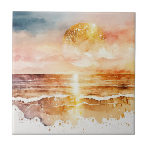 Die Aquarell-Strand-Serie Design 1 Fliese