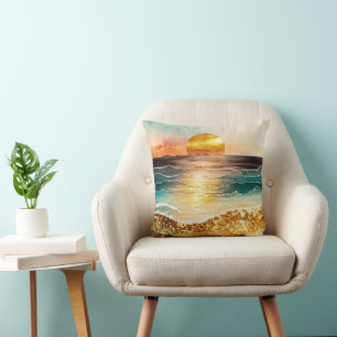 Die Aquarell-Strand-Serie Design 3 Kissen