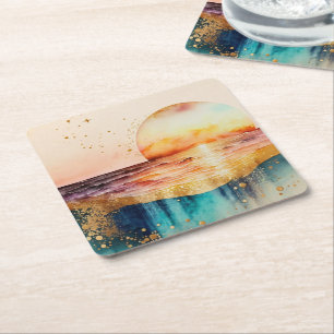 Die Aquarell-Strand-Serie Design 3 Rechteckiger Pappuntersetzer