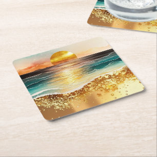 Die Aquarell-Strand-Serie Design 3 Rechteckiger Pappuntersetzer