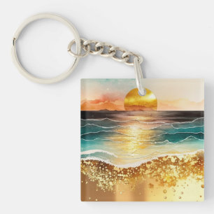 Die Aquarell-Strand-Serie Design 3 Schlüsselanhänger
