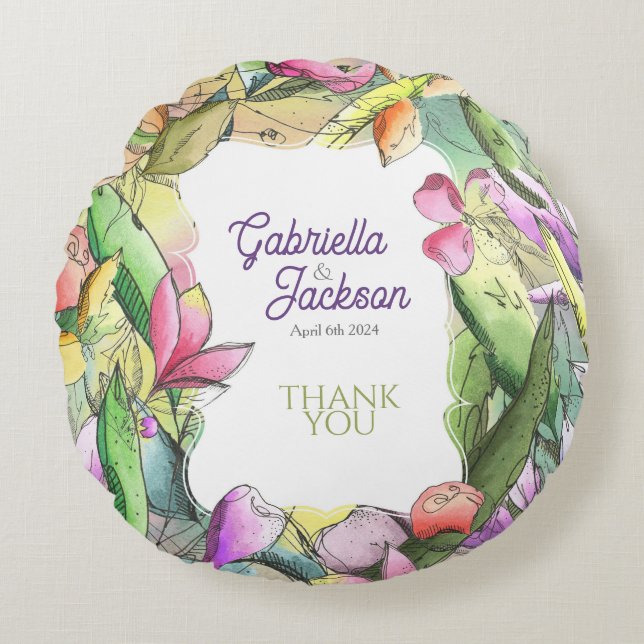 Die Aquarellblüte Rundes Kissen (Vorderseite)