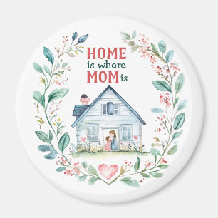 Die Aquarellfarben-Zuhause ist der Ort, an dem Mam Magnet