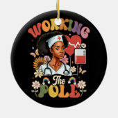 Die Arbeit an dem Pole Funny ICU Nurary Emergency Keramik Ornament (Hinten)