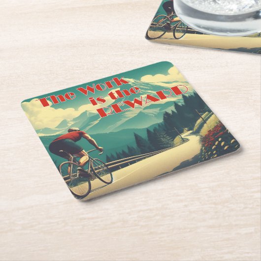 Die Arbeit ist das belohnte Radgebirge Rechteckiger Pappuntersetzer (angewinkelt)