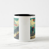 Die Arbeit ist das belohnte Radgebirge Zweifarbige Tasse (Mittel)