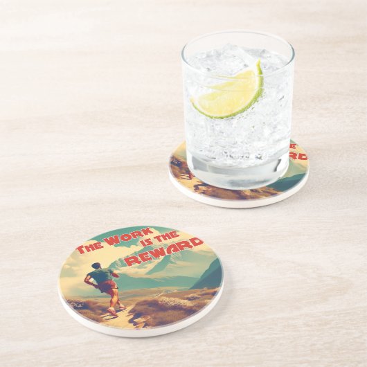 Die Arbeit ist das belohnte Runner Mountains Getränkeuntersetzer (Seite)