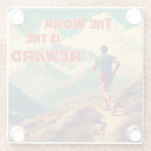 Die Arbeit ist das belohnte Runner Mountains Glasuntersetzer (Rückseite)