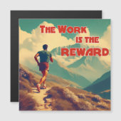Die Arbeit ist das belohnte Runner Mountains Magnetkarte (Vorne/Hinten)