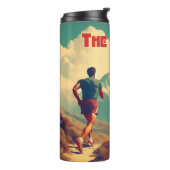 Die Arbeit ist das belohnte Runner Mountains Thermosbecher (Nach links gedreht)