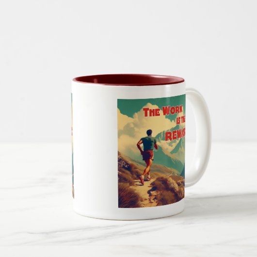 Die Arbeit ist das belohnte Runner Mountains Zweifarbige Tasse (VorderseiteRechts)