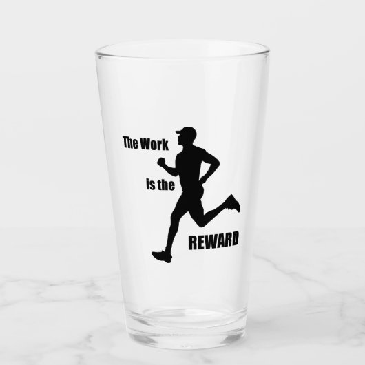 Die Arbeit ist der Belohnungsläufer Glas (Vorderseite)