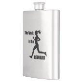 Die Arbeit ist die Belohnung, die die weibliche Fü Flachmann (Links)