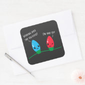 Die Arbeit über den Urlaub Funny Christmas Lights Quadratischer Aufkleber (Umschlag)