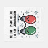 Die Arbeit über Weihnachten Weihnachtswitz Fleecedecke (Vorderseite (Horizontal))