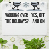 Die Arbeit über Weihnachten Weihnachtswitz Geschirrtuch (Gefaltet)