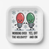 Die Arbeit über Weihnachten Weihnachtswitz Pappteller (Vorderseite)