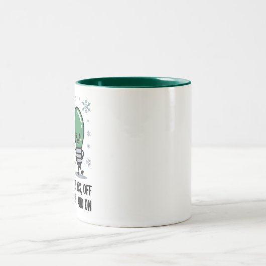 Die Arbeit über Weihnachten Weihnachtswitz Zweifarbige Tasse (Mittel)