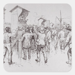 Die Arbeitslosen in London Quadratischer Aufkleber