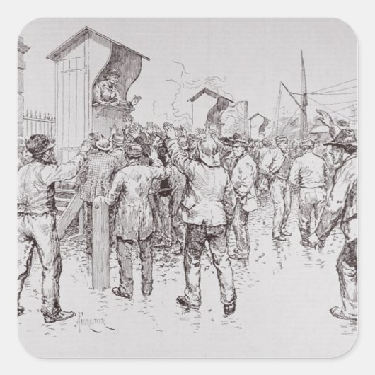 Die Arbeitslosen in London Quadratischer Aufkleber (Vorderseite)