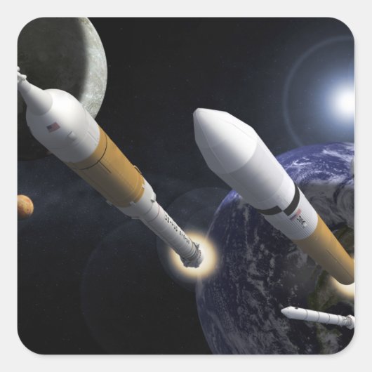 Die Ares-I-Crew startet Quadratischer Aufkleber (Vorderseite)