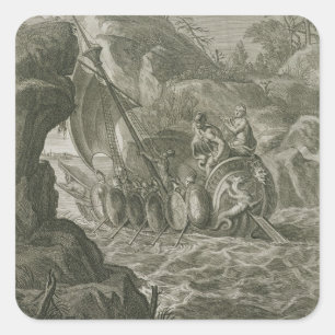 Die Argonauten führen das Symplegades (Stich) Quadratischer Aufkleber