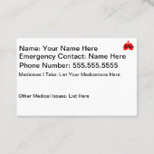 Die Asthma medizinische Visitenkarte (Rückseite)